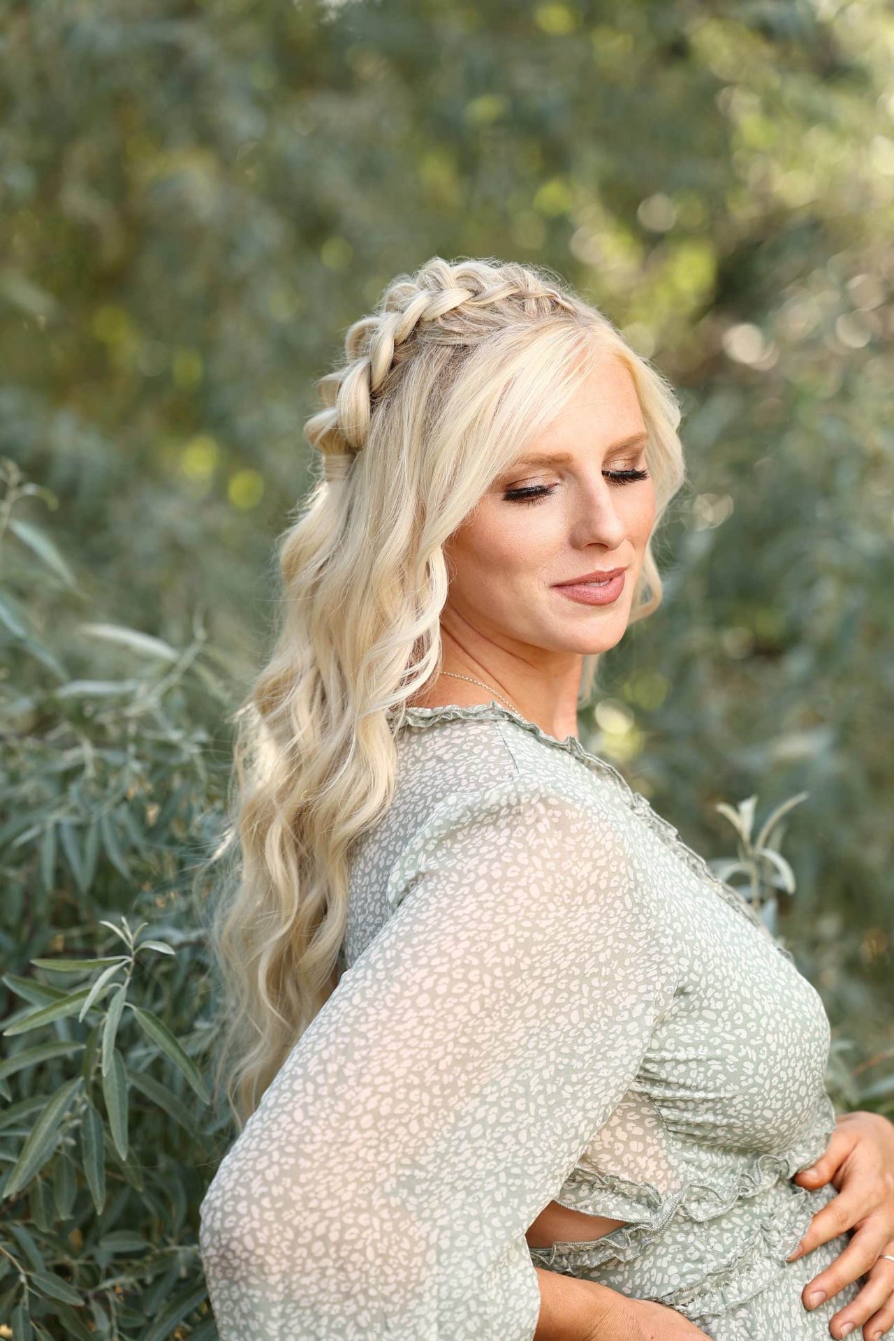 Platinum blonde with braided crown